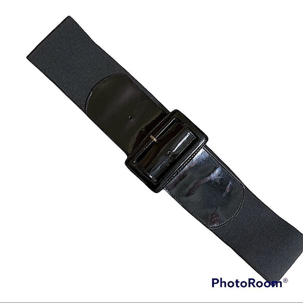 Vintage 1980s Broad Elasticated belt with Patent Buckle